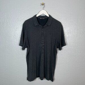 Travis Mathew Men XXL Dark Gray Stripe Polo Shirt Performance Golf Resortwear